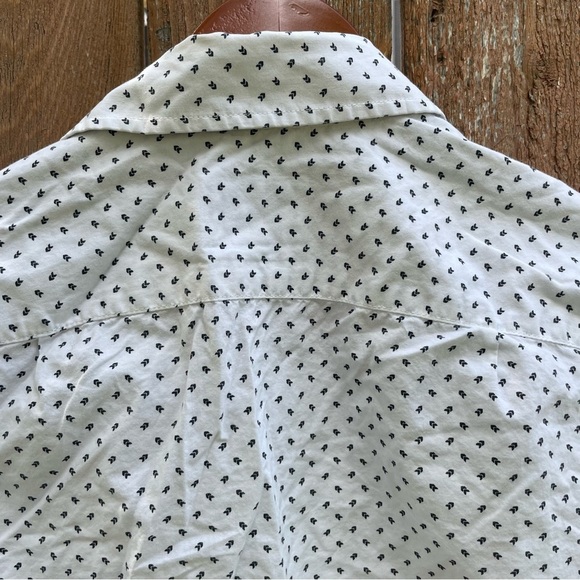 GOODFELLOW Men’s Casual White Navy Chevron Long Sleeve Button Down Size Small - Picture 9 of 12
